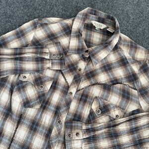 Roper Women's Pearl Snap Hexagon Long Sleeve Rodeo Plaid Cowgirl Shirt‎ Size 1X